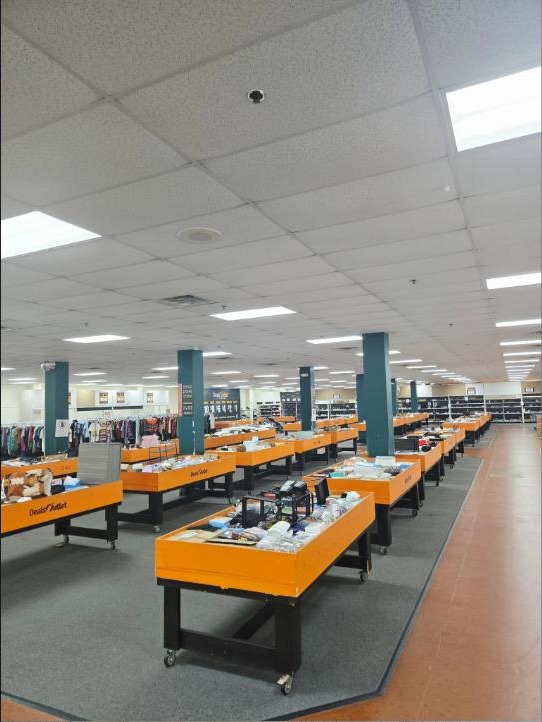 Inside the Deals Outlet Byron store, rows of bins
